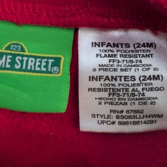 Sesame Street Elmo infant Y2K red & blue fleece pajama set size 24 months - Picture 2 of 5
